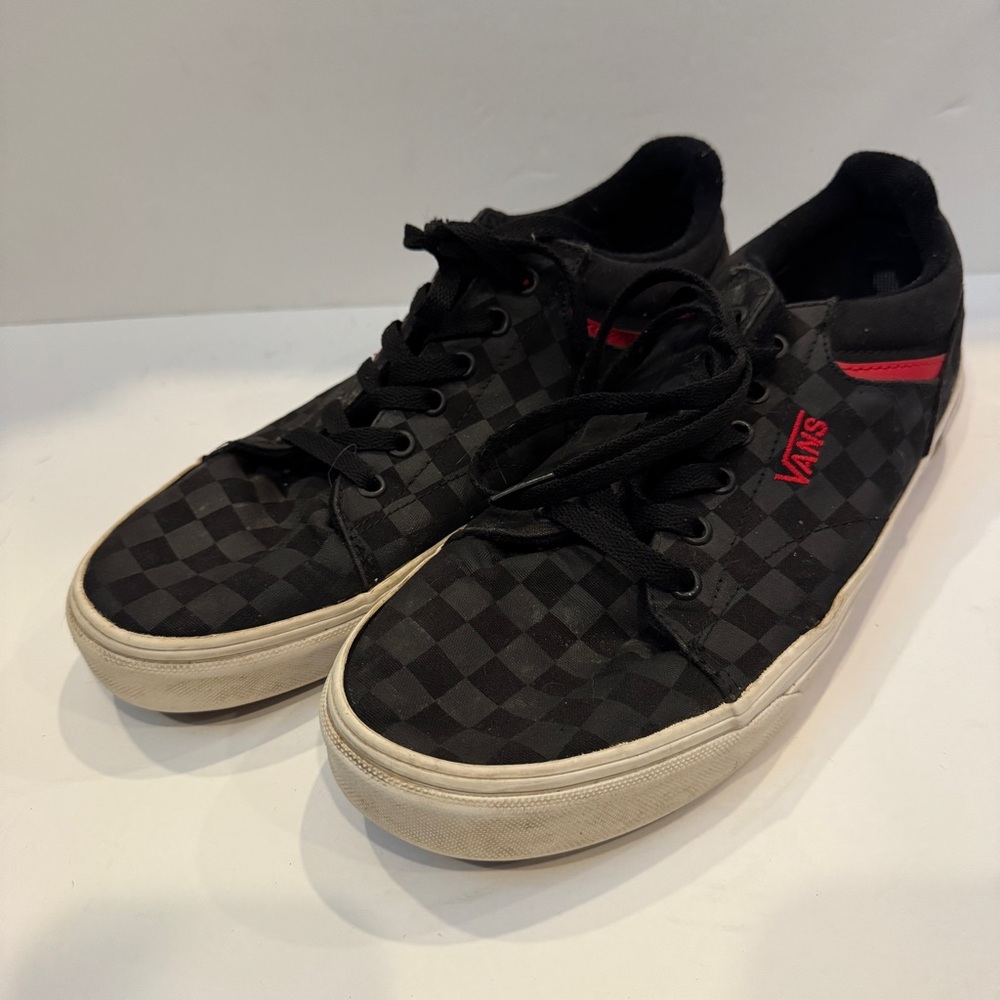 Men's Vans Black And Red Seldan Low Top Sneakers